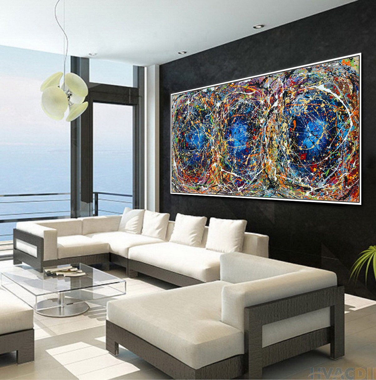 Original Abstract Wall Art Painting modern fine art Home Decor Jackson Pollock Style on Canvas - Luxurious Strings 22