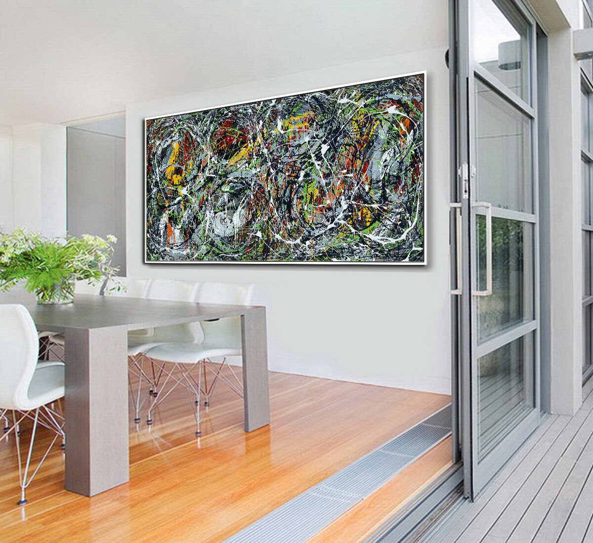 Original Abstract Wall Art Painting modern fine art Home Decor Jackson Pollock Style on Canvas - Luxurious Strings 21