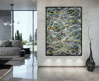 Large Original Abstract Painting modern fine Art Home Decor Jackson Pollock Style on Canvas - Luxurious Strings 11