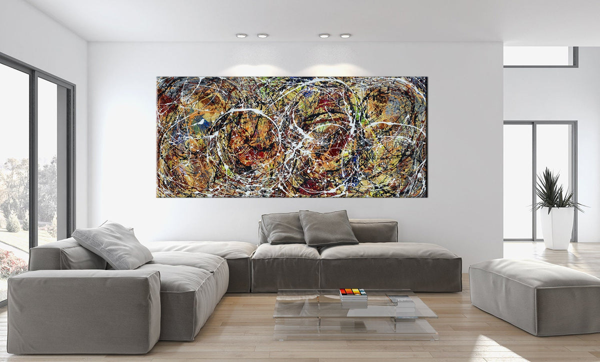 Original Abstract Wall Art Painting modern fine art Home Decor Jackson Pollock Style on Canvas - Luxurious Strings 17
