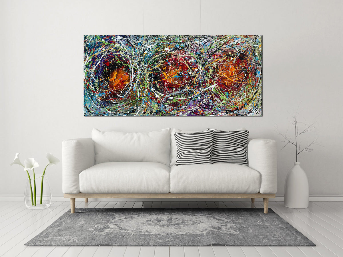 Original Abstract Wall Art Painting modern fine art Home Decor Jackson Pollock Style on Canvas - Luxurious Strings 23