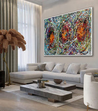 Original Abstract Wall Art Painting modern fine art Home Decor Jackson Pollock Style on Canvas - Luxurious Strings 23