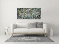 Large Original Abstract Painting modern fine Art Home Decor Jackson Pollock Style on Canvas - Luxurious Strings 11