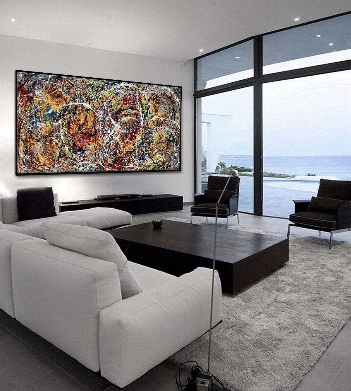 Original Abstract Wall Art Painting modern fine art Home Decor Jackson Pollock Style on Canvas - Luxurious Strings 17