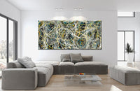 Large Original Abstract Painting modern fine Art Home Decor Jackson Pollock Style on Canvas - Luxurious Strings 16