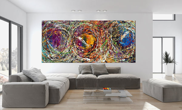 Original Abstract Wall Art Painting modern fine art Home Decor Jackson Pollock Style on Canvas - Luxurious Strings 19