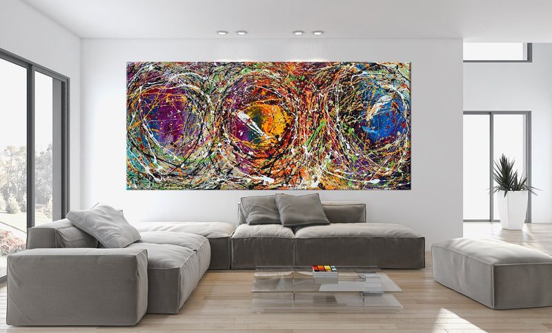 Original Abstract Wall Art Painting modern fine art Home Decor Jackson Pollock Style on Canvas - Luxurious Strings 19