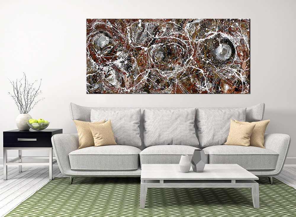 Large Original Abstract Painting modern fine Art Home Decor Jackson Pollock Style on Canvas - Luxurious Strings 13