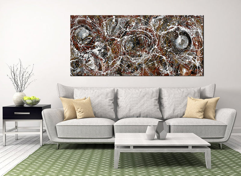 Large Original Abstract Painting modern fine Art Home Decor Jackson Pollock Style on Canvas - Luxurious Strings 13