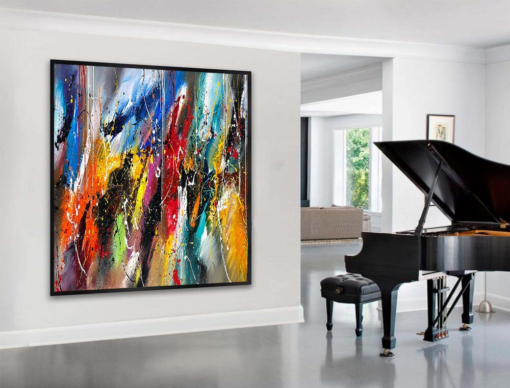 Large Original Abstract Painting modern fine Art Home Decor Jackson Pollock Style on Canvas - Abstract 1