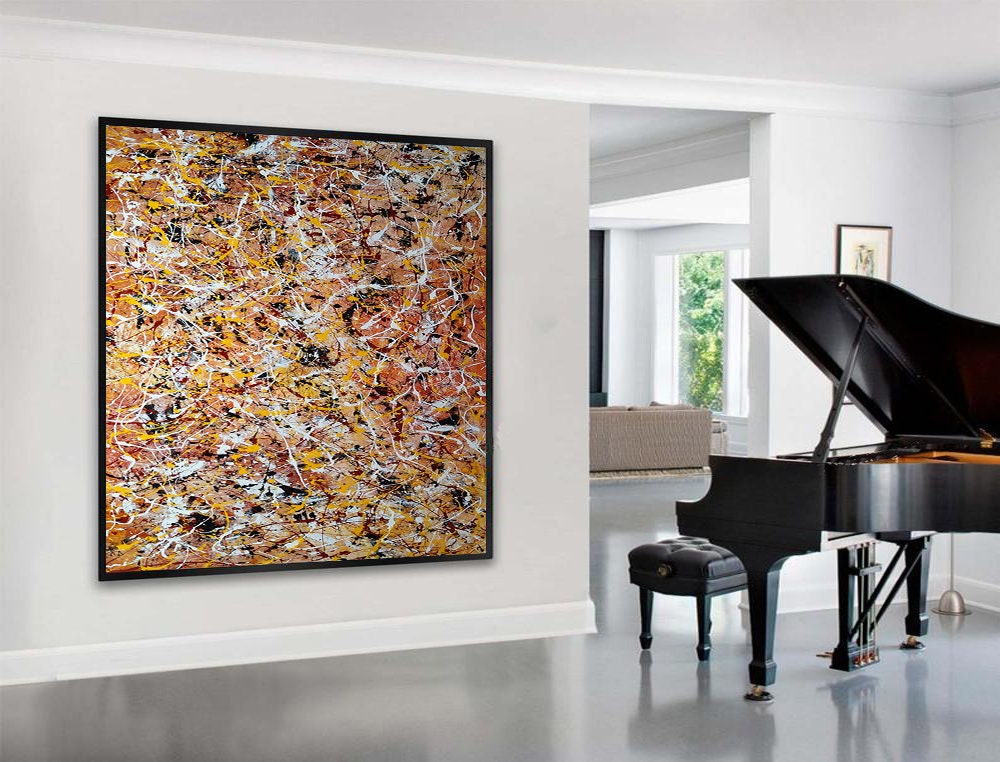 Large Original Abstract Painting modern Wall Art Home Decor Jackson Pollock Style on Canvas - Drip Painting 3