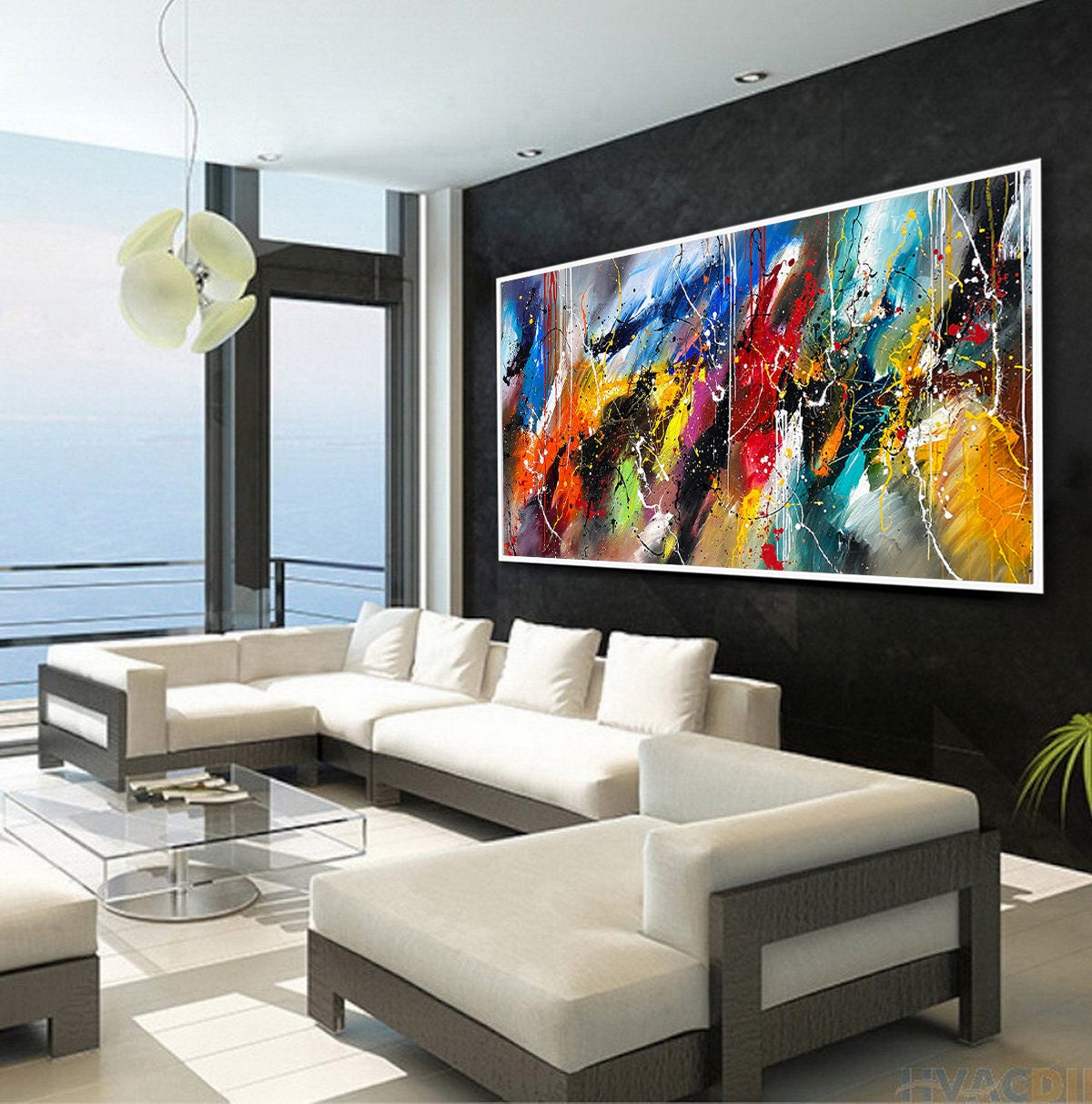 Large Original Abstract Painting modern fine Art Home Decor Jackson Pollock Style on Canvas - Abstract 1