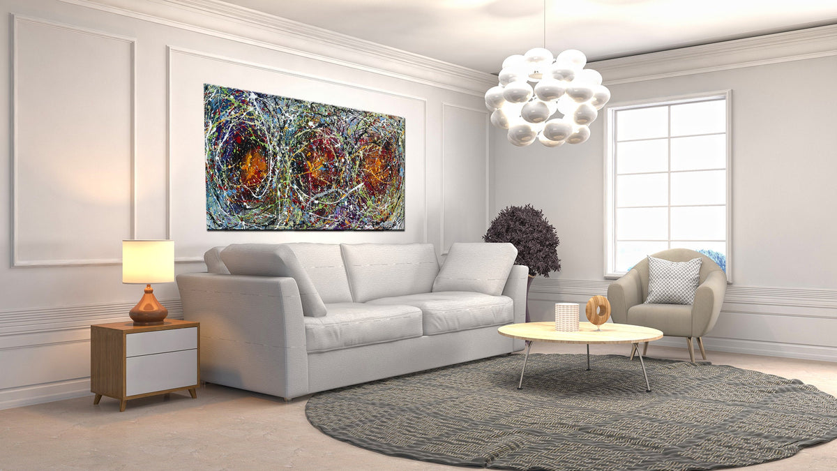 Original Abstract Wall Art Painting modern fine art Home Decor Jackson Pollock Style on Canvas - Luxurious Strings 23