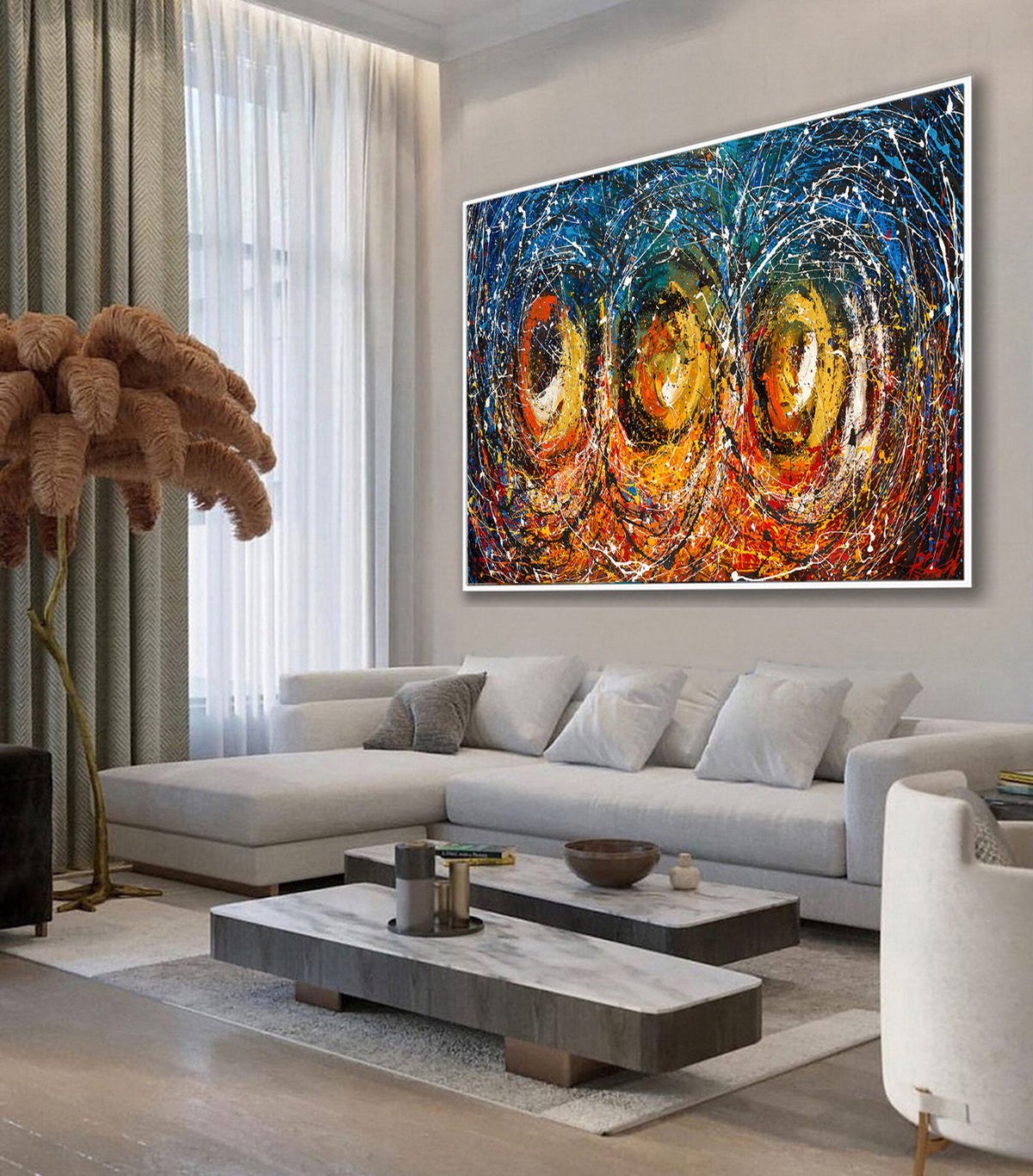 Original Abstract Wall Art Painting modern fine art Home Decor Jackson Pollock Style on Canvas - Luxurious Strings 25