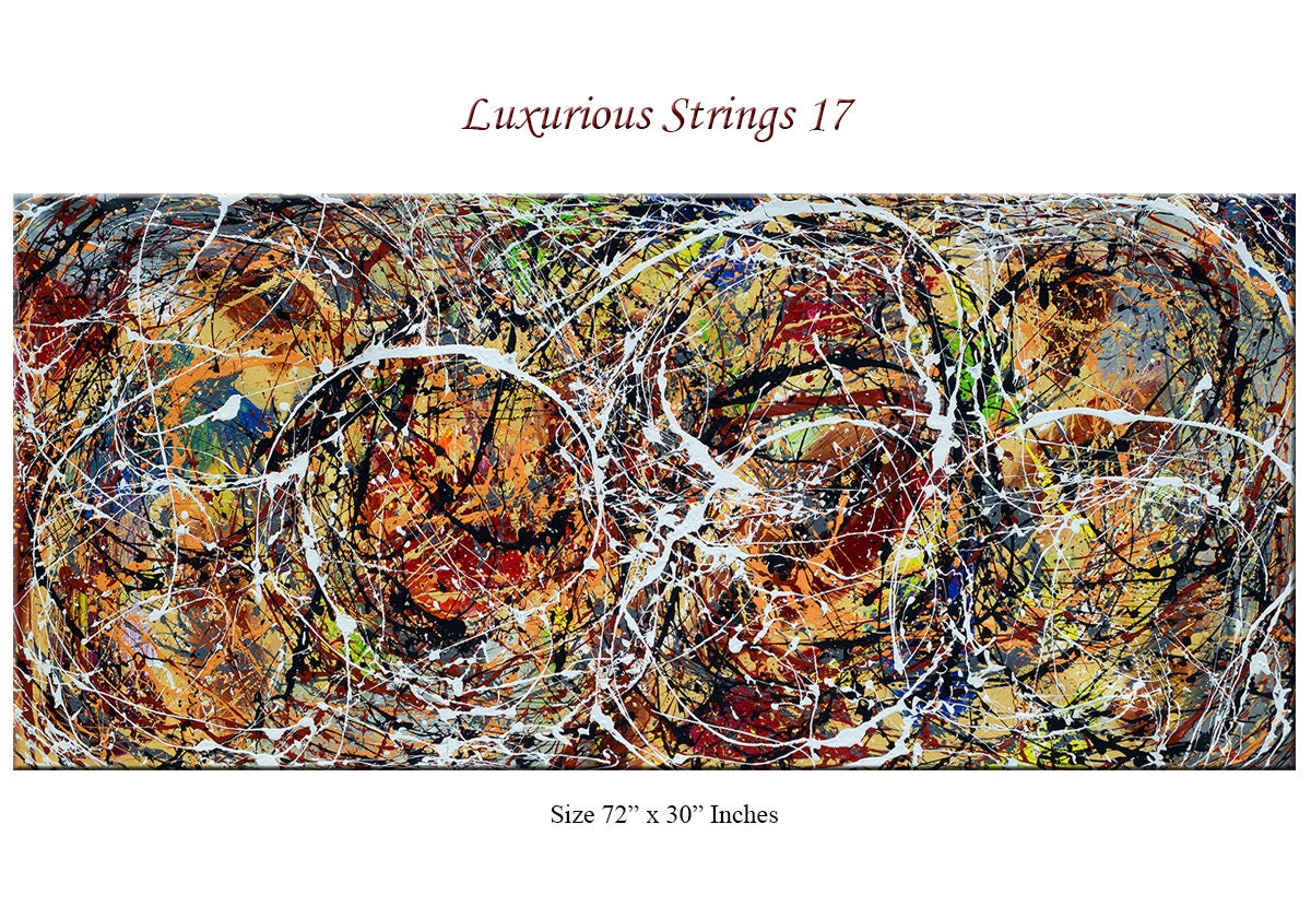 Original Abstract Wall Art Painting modern fine art Home Decor Jackson Pollock Style on Canvas - Luxurious Strings 17