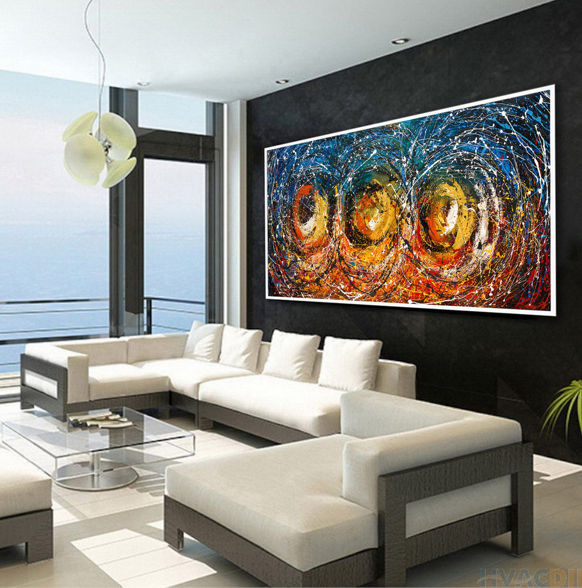 Original Abstract Wall Art Painting modern fine art Home Decor Jackson Pollock Style on Canvas - Luxurious Strings 25