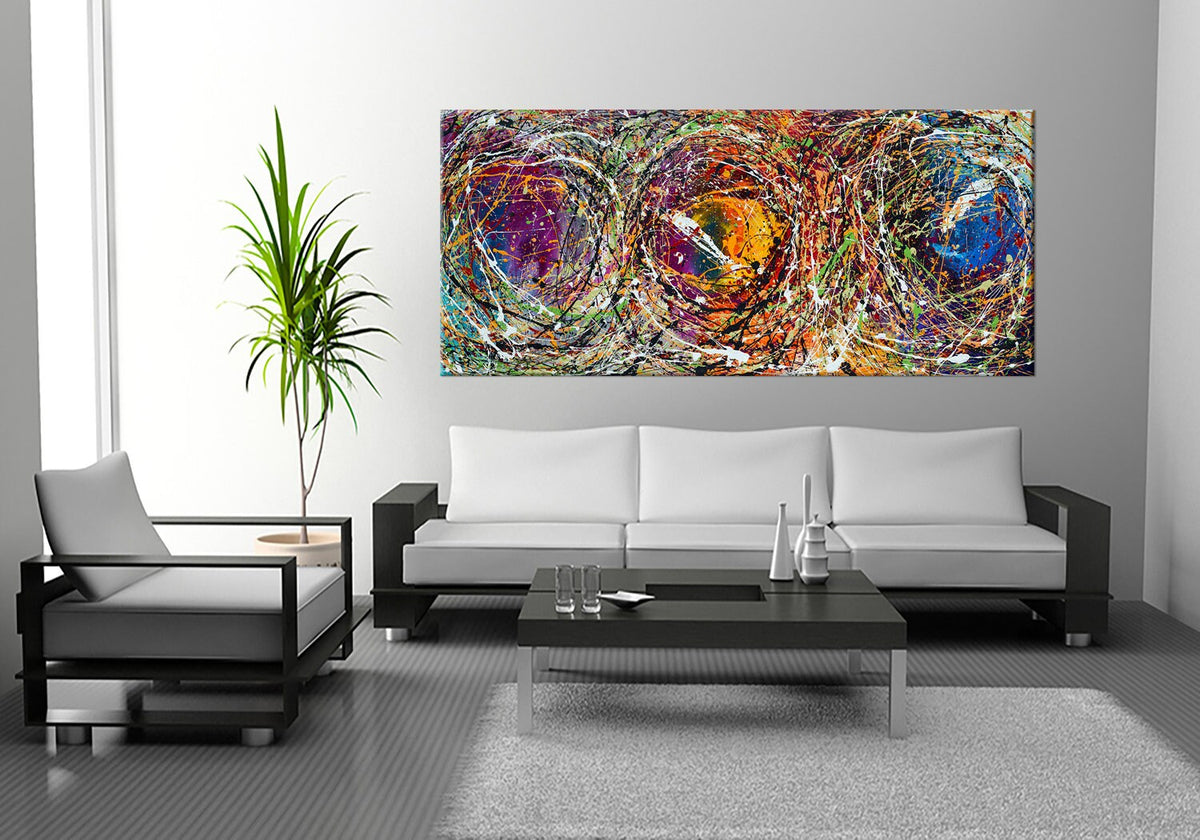 Original Abstract Wall Art Painting modern fine art Home Decor Jackson Pollock Style on Canvas - Luxurious Strings 19