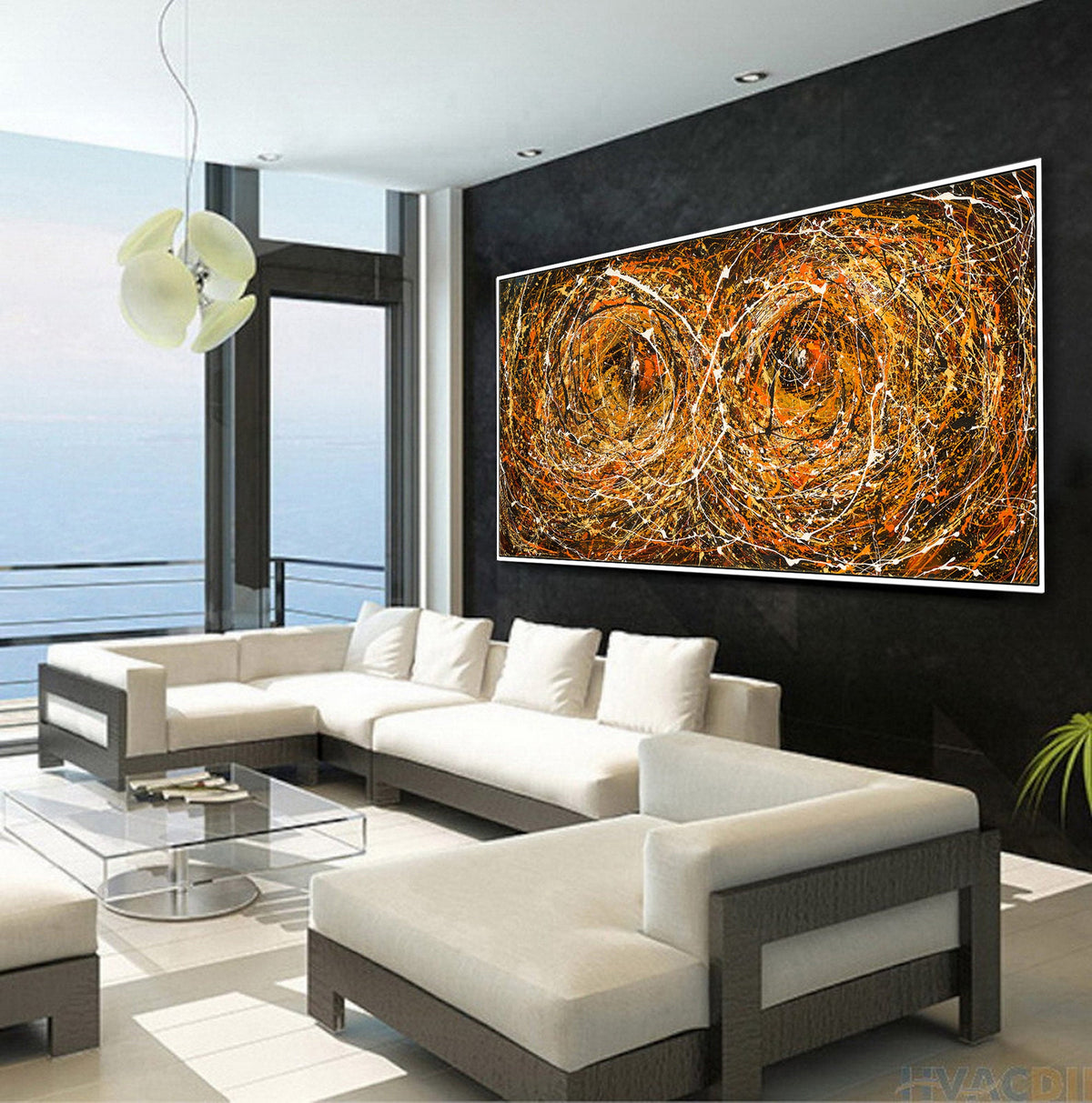Original Abstract Wall Art Painting modern fine art Home Decor Jackson Pollock Style on Canvas - Luxurious Strings 26