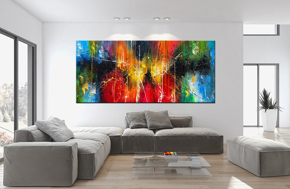 Large Original Abstract Painting modern fine Art Home Decor Jackson Pollock Style on Canvas - Abstract 2