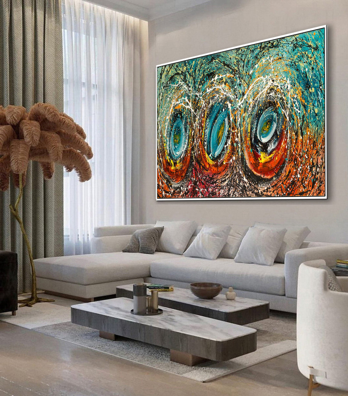 Original Abstract Wall Art Painting modern fine art Home Decor Jackson Pollock Style on Canvas - Luxurious Strings 28