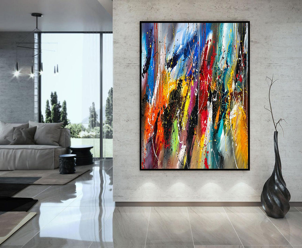 Large Original Abstract Painting modern fine Art Home Decor Jackson Pollock Style on Canvas - Abstract 1