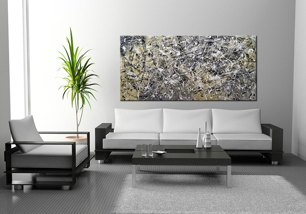 Large Original Abstract Painting modern Wall Art Home Decor Jackson Pollock Style on Canvas - Drip Painting 2