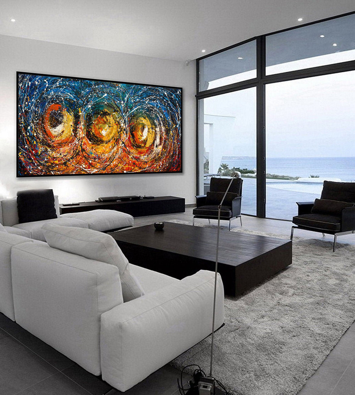 Original Abstract Wall Art Painting modern fine art Home Decor Jackson Pollock Style on Canvas - Luxurious Strings 25