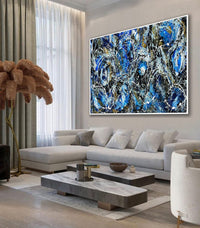 Large Original Abstract Painting modern fine Art Home Decor Jackson Pollock Style on Canvas - Luxurious Strings 14
