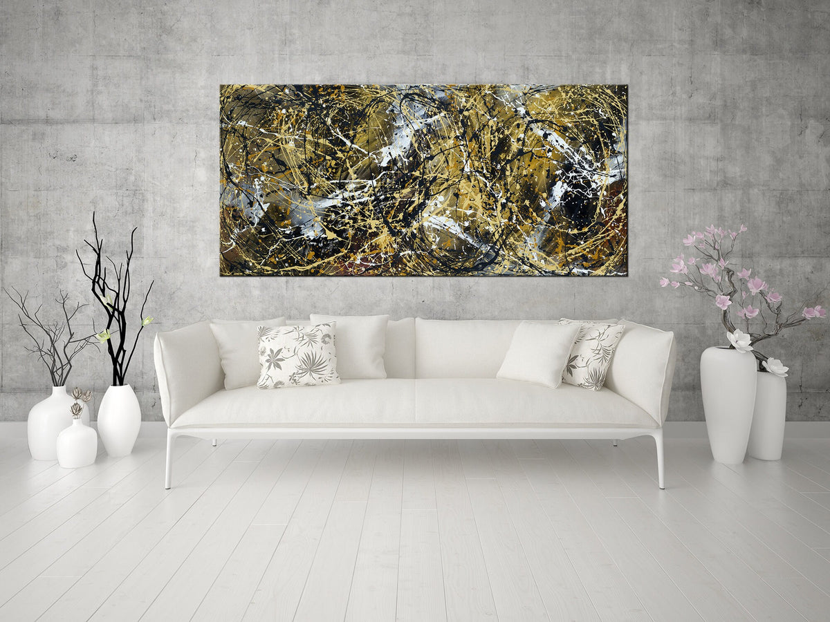 Original Abstract Wall Art Painting modern fine art Home Decor Jackson Pollock Style on Canvas - Luxurious Strings 24