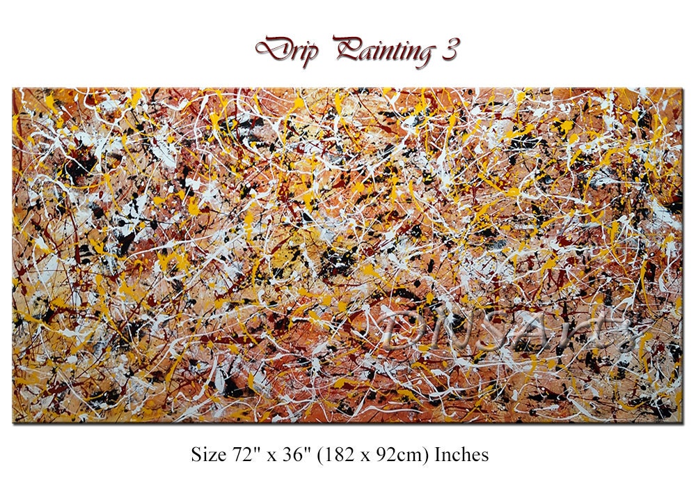 Large Original Abstract Painting modern Wall Art Home Decor Jackson Pollock Style on Canvas - Drip Painting 3