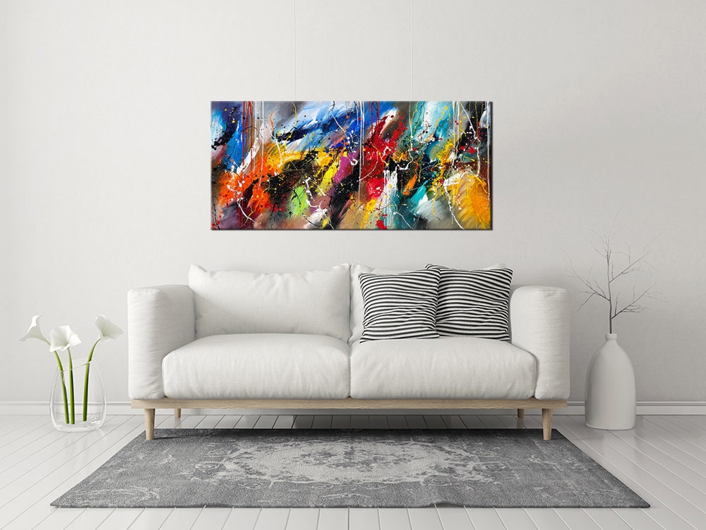 Large Original Abstract Painting modern fine Art Home Decor Jackson Pollock Style on Canvas - Abstract 1
