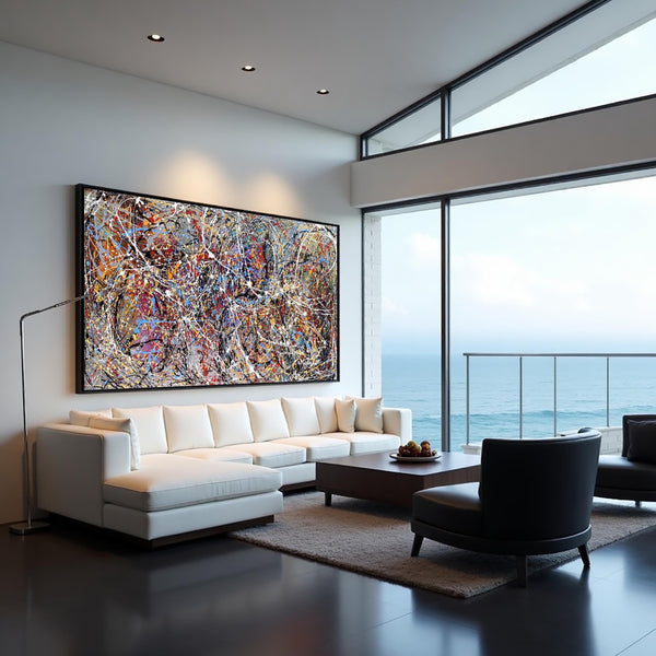 Jackson Pollock Style Abstract Painting – Large Original Acrylic Splatter Art, Handmade Drip Painting on Canvas, Modern Wall Decor