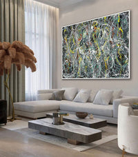 Large Original Abstract Painting modern fine Art Home Decor Jackson Pollock Style on Canvas - Luxurious Strings 11