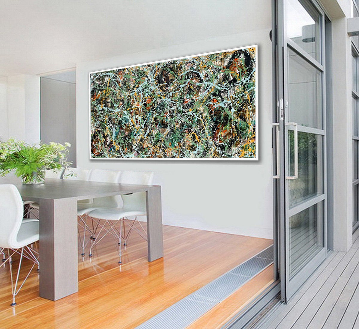 Large Original Abstract Painting modern fine Art Home Decor Jackson Pollock Style on Canvas - Luxurious Strings 12