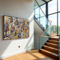 Bold Abstract Painting – Colorful Modern Drip Art – Large Canvas Wall Art – Handmade Jackson Pollock Style – Red Blue Yellow Artwork