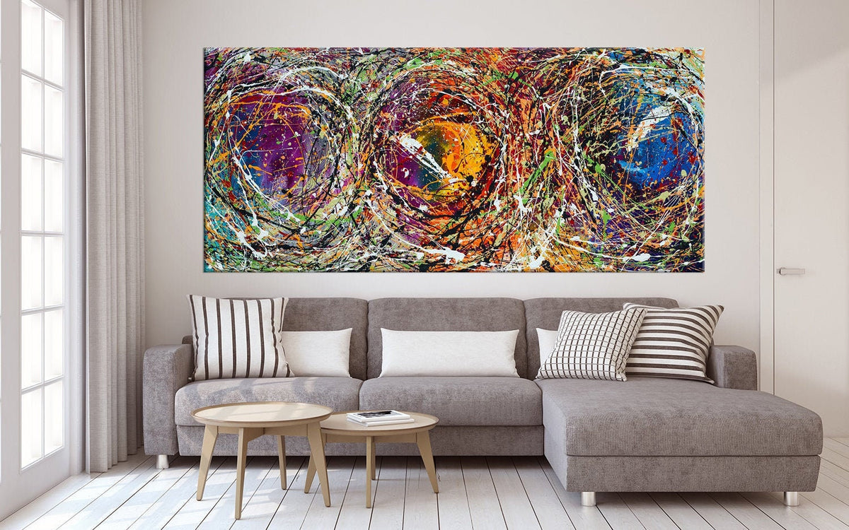 Original Abstract Wall Art Painting modern fine art Home Decor Jackson Pollock Style on Canvas - Luxurious Strings 19