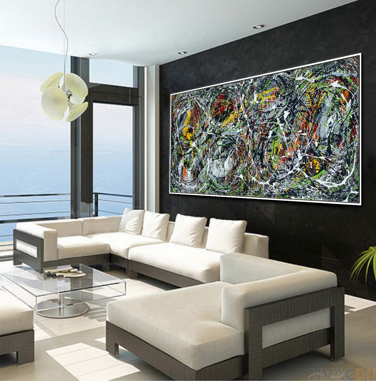 Original Abstract Wall Art Painting modern fine art Home Decor Jackson Pollock Style on Canvas - Luxurious Strings 21