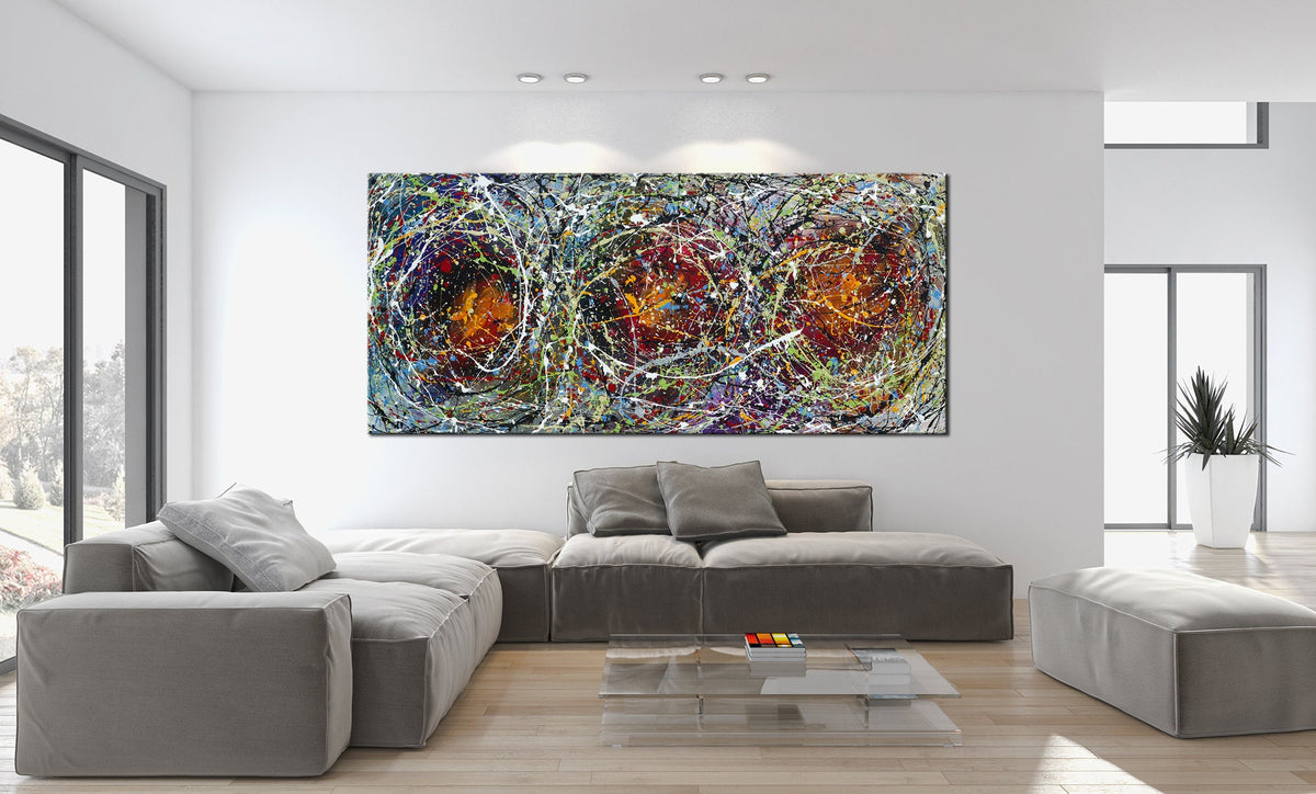 Original Abstract Wall Art Painting modern fine art Home Decor Jackson Pollock Style on Canvas - Luxurious Strings 23
