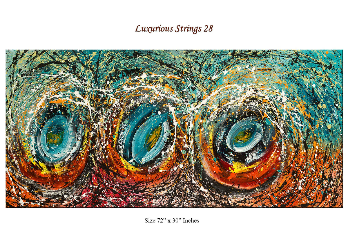 Original Abstract Wall Art Painting modern fine art Home Decor Jackson Pollock Style on Canvas - Luxurious Strings 28