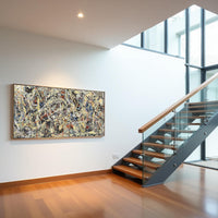 Jackson Pollock style abstract drip painting black orange beige splatter art large canvas modern original abstract art wall decor