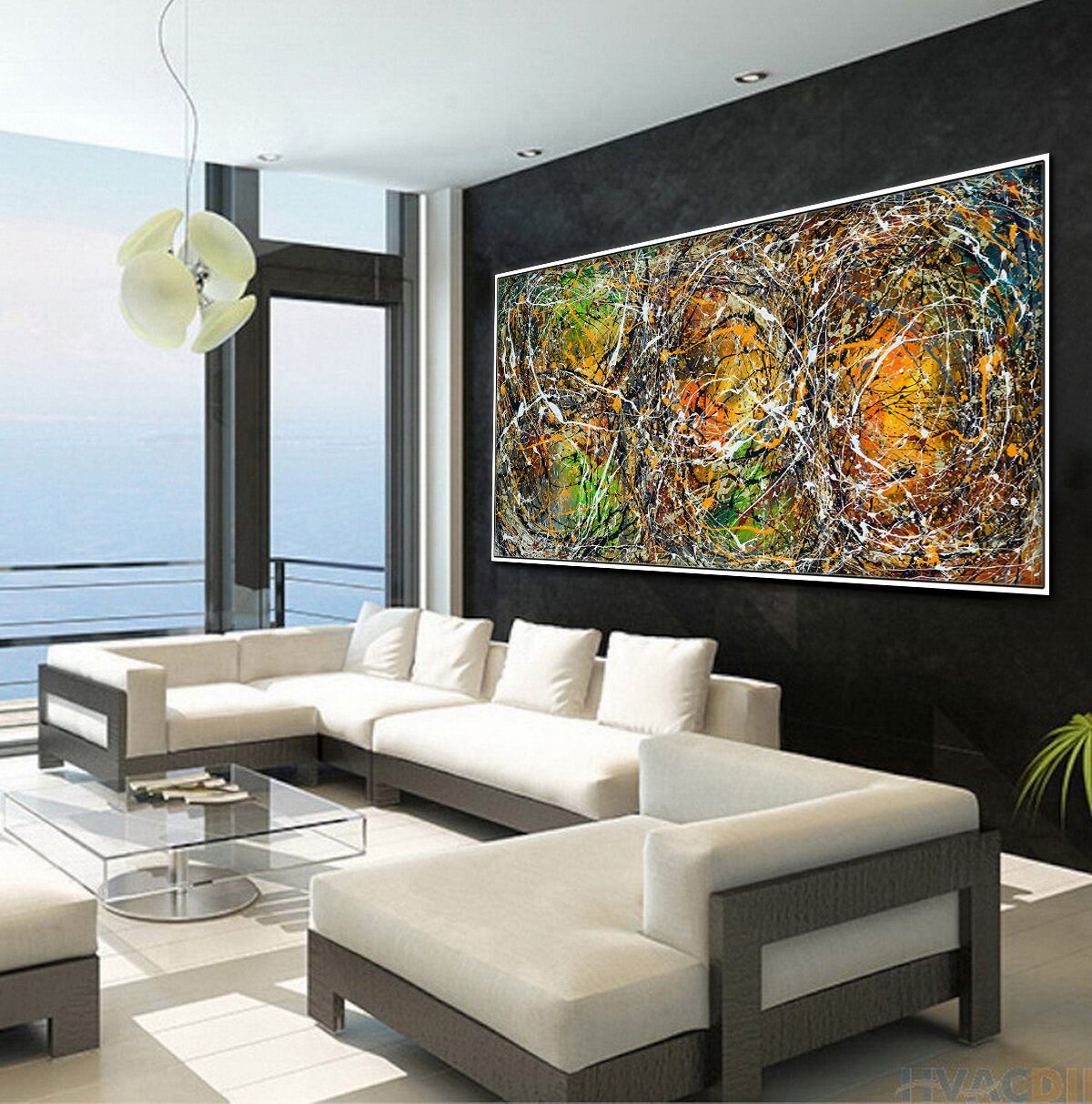Original Abstract Wall Art Painting modern fine art Home Decor Jackson Pollock Style on Canvas - Luxurious Strings 20