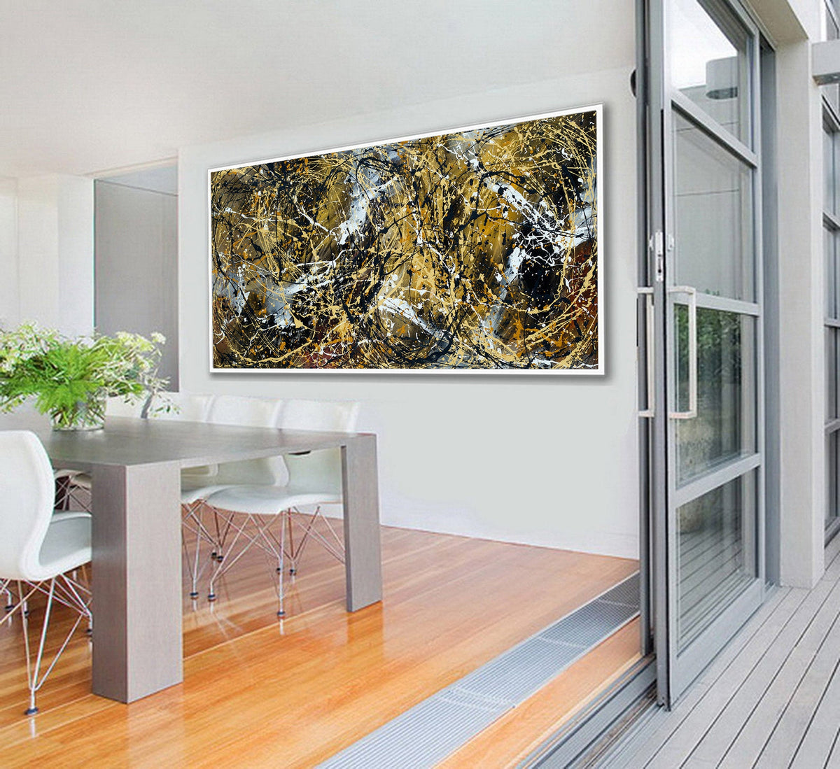 Original Abstract Wall Art Painting modern fine art Home Decor Jackson Pollock Style on Canvas - Luxurious Strings 24