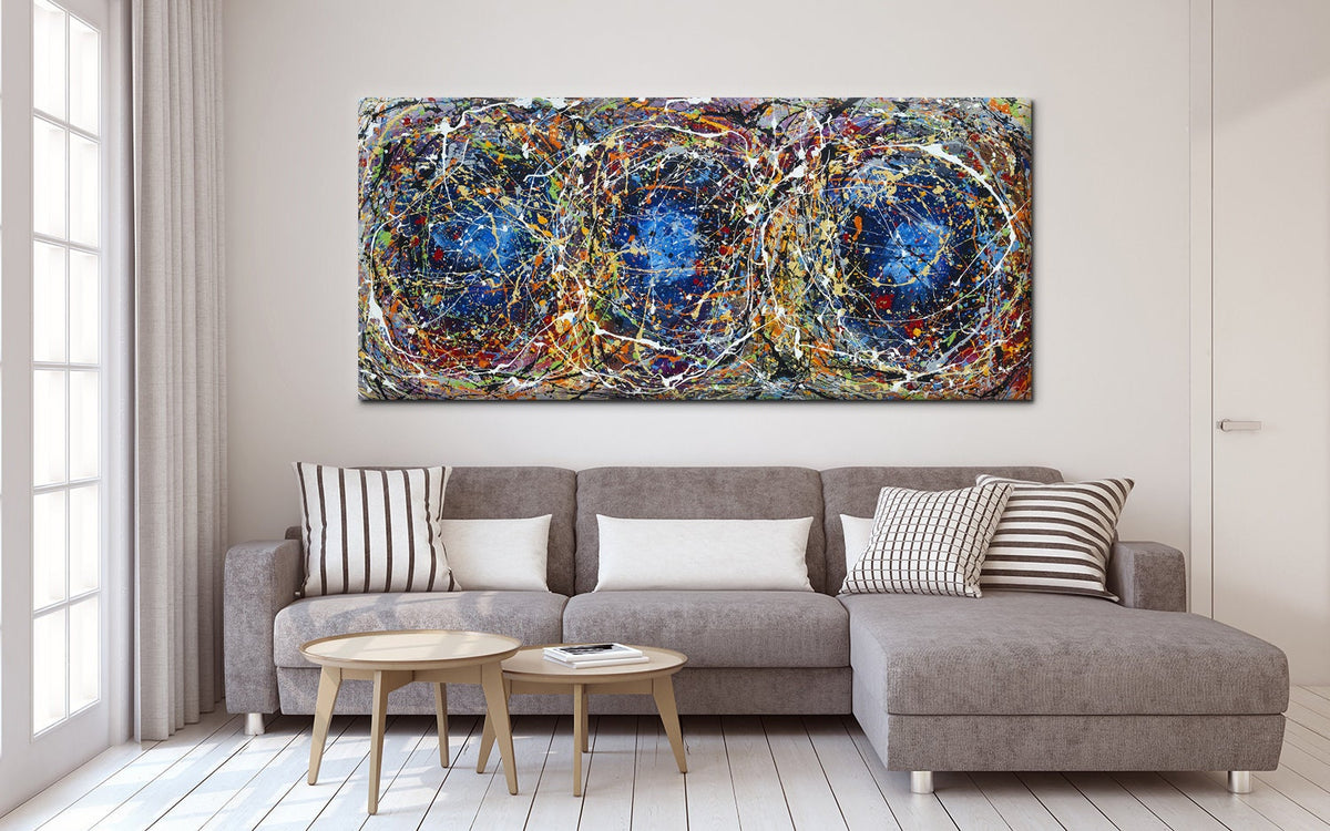 Original Abstract Wall Art Painting modern fine art Home Decor Jackson Pollock Style on Canvas - Luxurious Strings 22