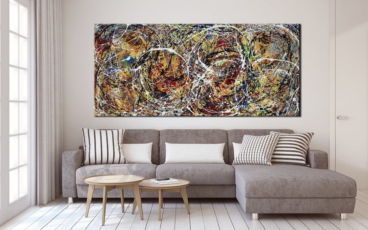 Original Abstract Wall Art Painting modern fine art Home Decor Jackson Pollock Style on Canvas - Luxurious Strings 17