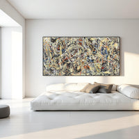 Jackson Pollock style abstract drip painting black orange beige splatter art large canvas modern original abstract art wall decor