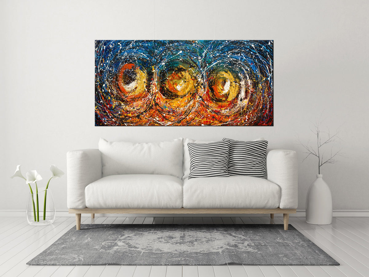 Original Abstract Wall Art Painting modern fine art Home Decor Jackson Pollock Style on Canvas - Luxurious Strings 25