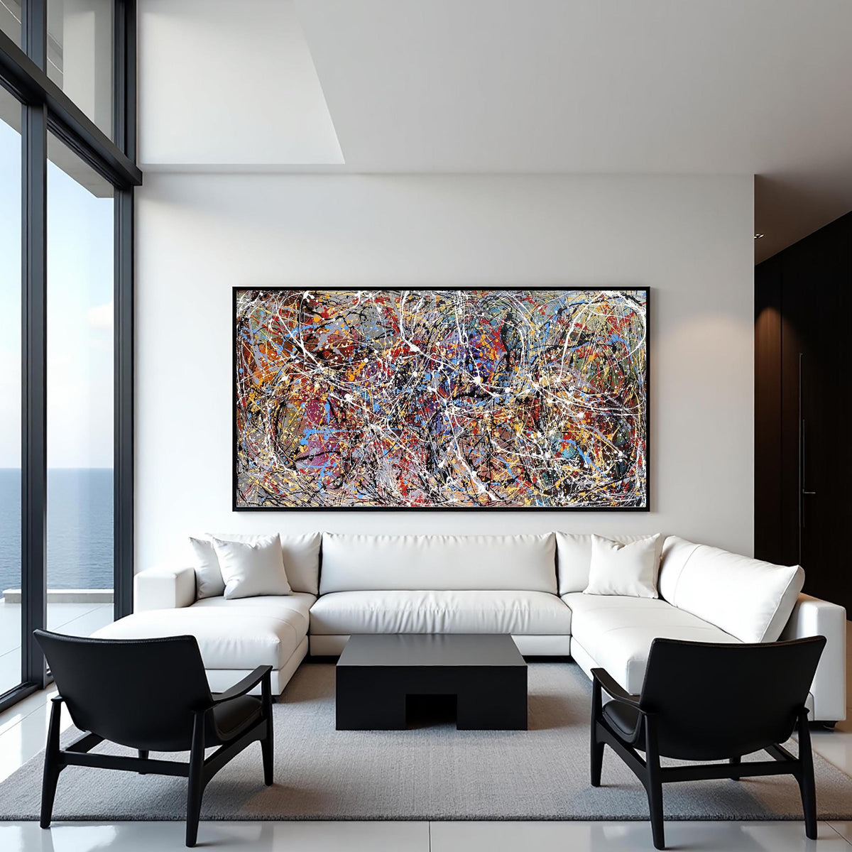 Jackson Pollock Style Abstract Painting – Large Original Acrylic Splatter Art, Handmade Drip Painting on Canvas, Modern Wall Decor