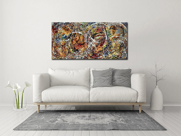 Original Abstract Wall Art Painting modern fine art Home Decor Jackson Pollock Style on Canvas - Luxurious Strings 17
