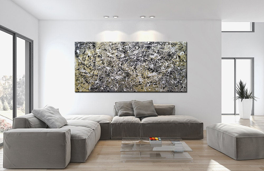 Large Original Abstract Painting modern Wall Art Home Decor Jackson Pollock Style on Canvas - Drip Painting 2