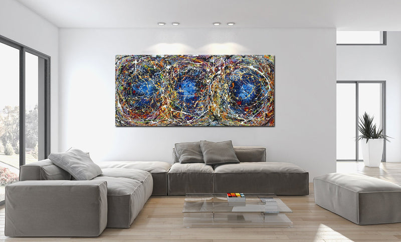 Original Abstract Wall Art Painting modern fine art Home Decor Jackson Pollock Style on Canvas - Luxurious Strings 22